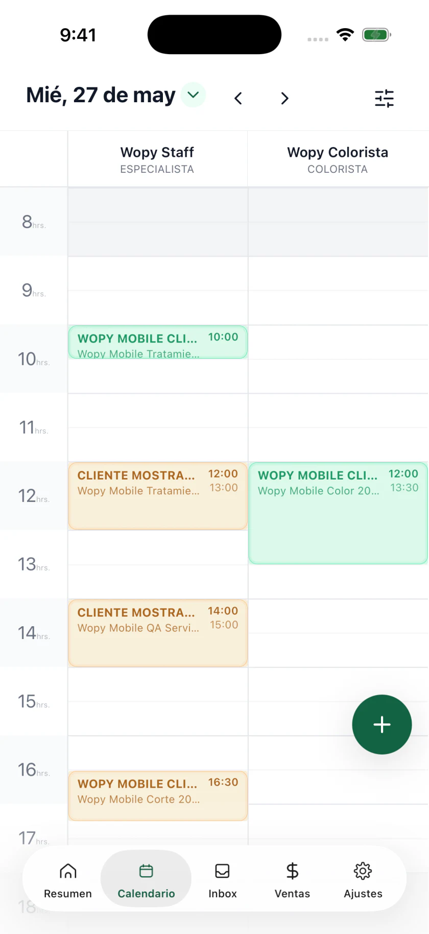 Agenda de SalonWop en iPhone